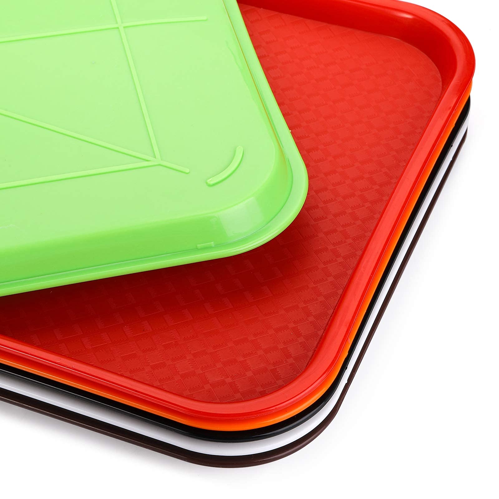 Yarlung 6 Pack Plastic Fast Food Trays, 16x12 Inches Restaurant Serving Trays Set for Coffee Table, Party, 6 Colors