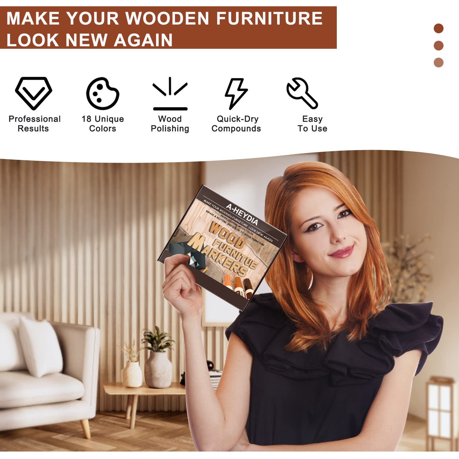 Furniture Repair Kit Wood Markers - New 24 Pcs Hardwood Floor Repair Kit 18 Colors Wood Touch Up Marker Pen with Beeswax, Wood Filler Repair Kit for Stain, Scratch, Table, Laminate, Cabinet, Veneer