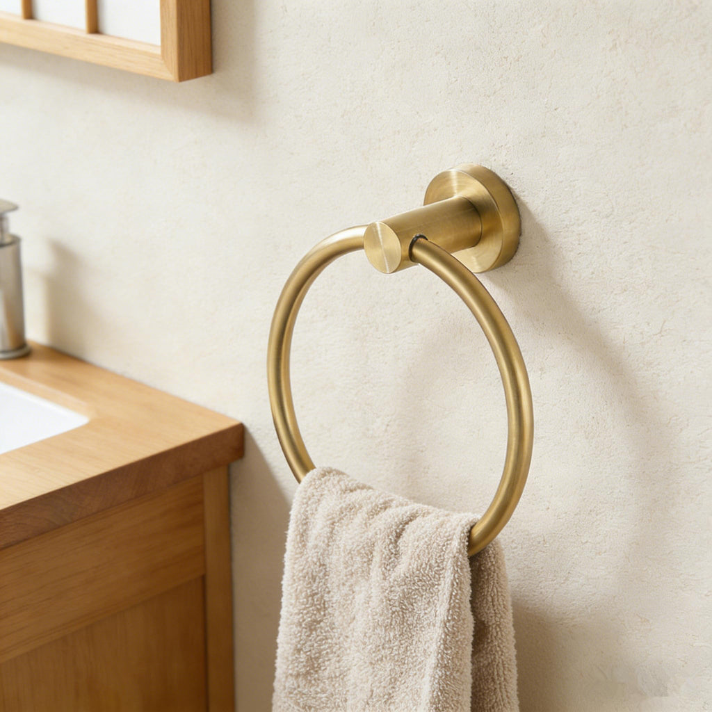 FAIRGIA Toilet Paper Holder Towel Ring Brushed Gold Bathroom Hardware Hand Towel Holder Bathroom Accessories Set Wall Mount Stainless Steel 2 Pieces