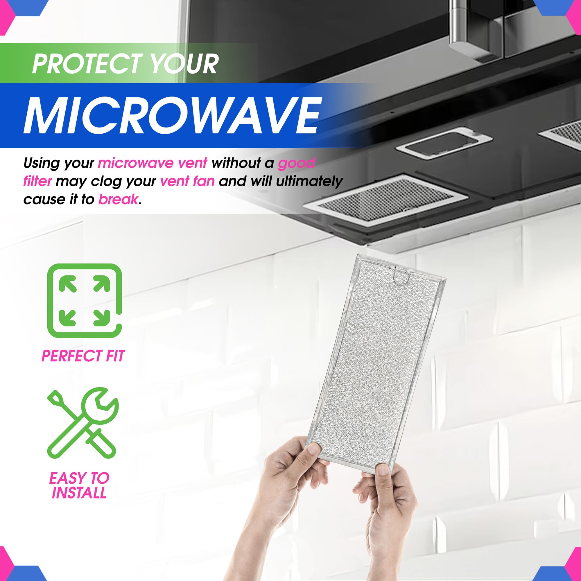 Microwave Grease Filter WB06X10596 Replacement For Many GE Microwaves (2-Pack)