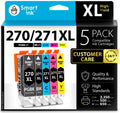 Smart Ink Compatible Ink Cartridges Replacement for Canon PGI 270 CLI 271 XL (PGBK/Black/Cyan/Magenta/Yellow 5 Combo Pack) for Canon PIXMA MG5720 MG5722 MG6820 MG5721 TS5020 TS6020 Printer
