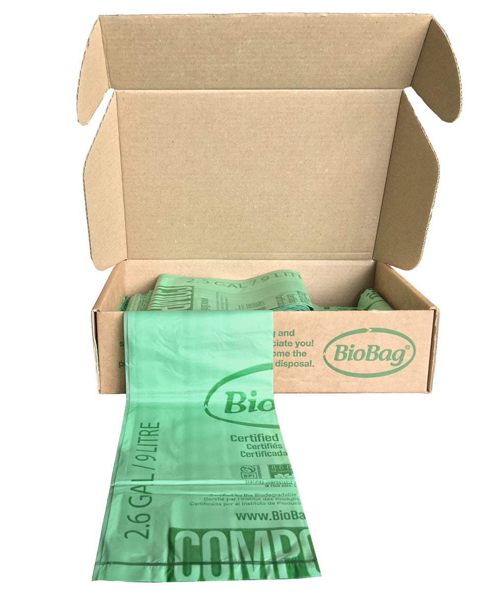 BioBag (USA), The Original Compostable Bag, 2.6 Gallon, 100 Total Count, 100% Certified Compostable Kitchen Food Scrap Bags, Kitchen Compost Bin Compatible