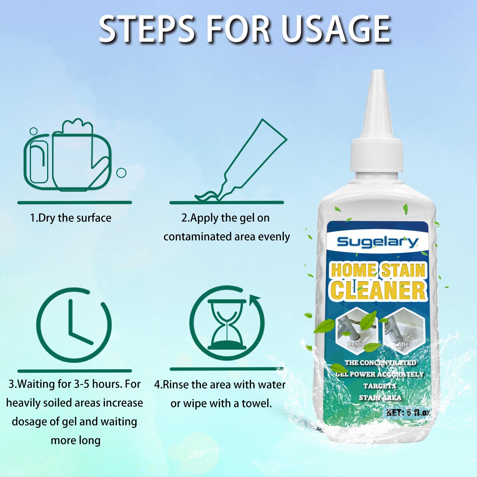 Mould Stains Cleaning Gel, 5 fl.oz Thick Gel for Grout, Tile, Washing Machine Seals, Bathroom and Kitchen Surfaces, Grout Cleaner Gel Suitable for Bathrooms, Kitchens, Tiles