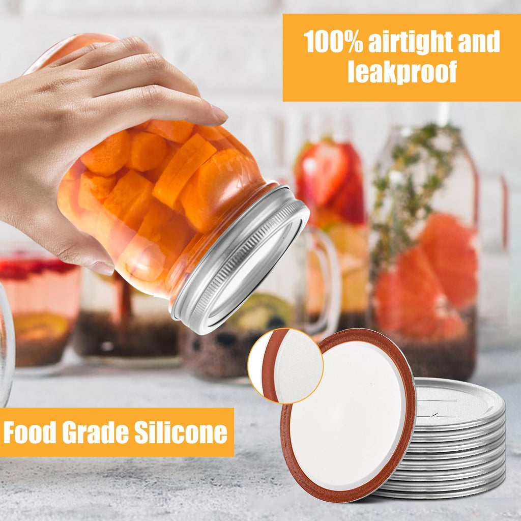 Acrux7 200 PCS Canning Lids 86mm Wide Mouth Mason Jar Lids, Ball Jar Lids with Silicone Seals, Leak Proof Rust Proof Canning Lids for Ball Kerr Jars