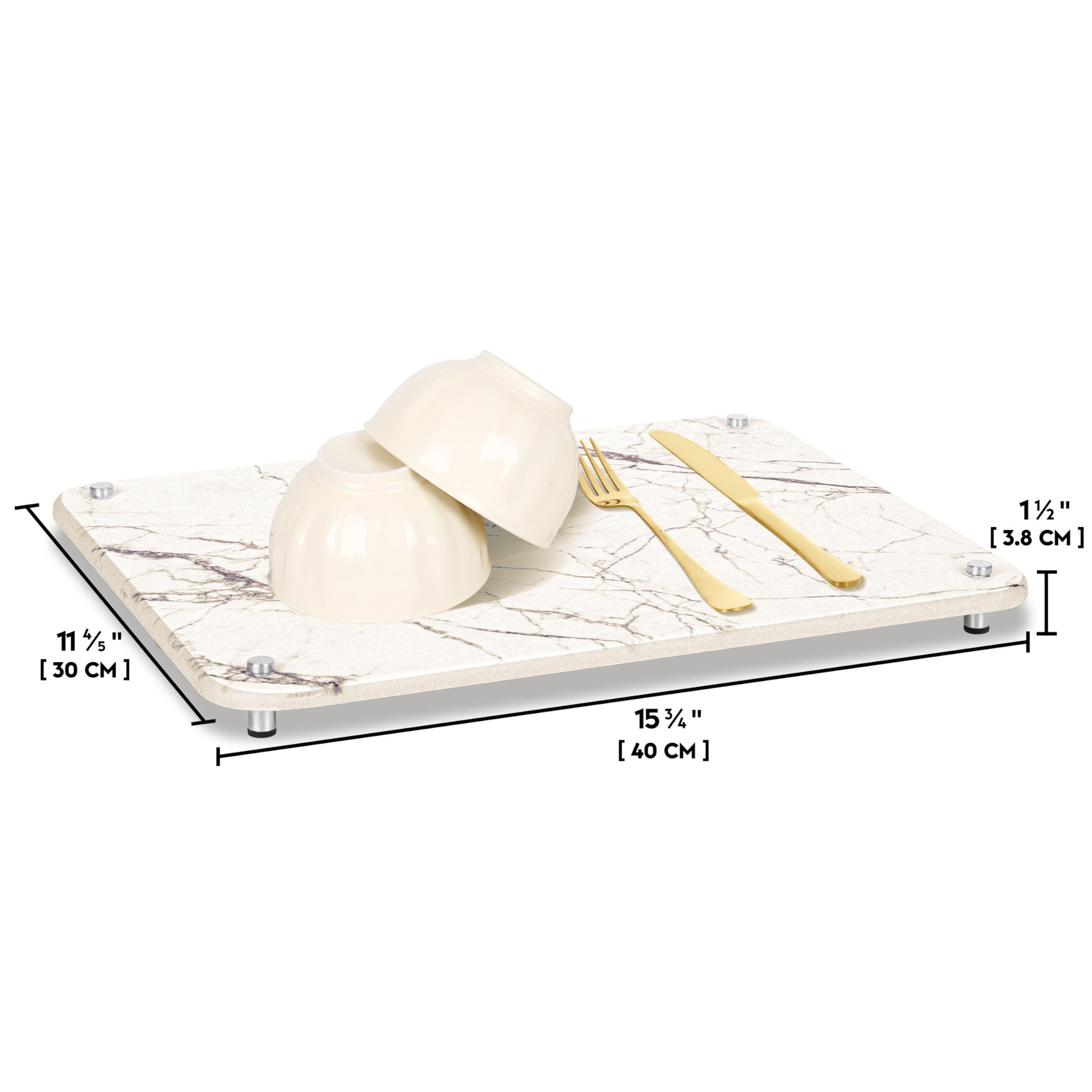 Spaceneat Diatomite Stone Drying Mat for Kitchen Counter - Rapid Moisture Removal - 15.7" x 11.8" Large Dish Drying Stone - White Marble