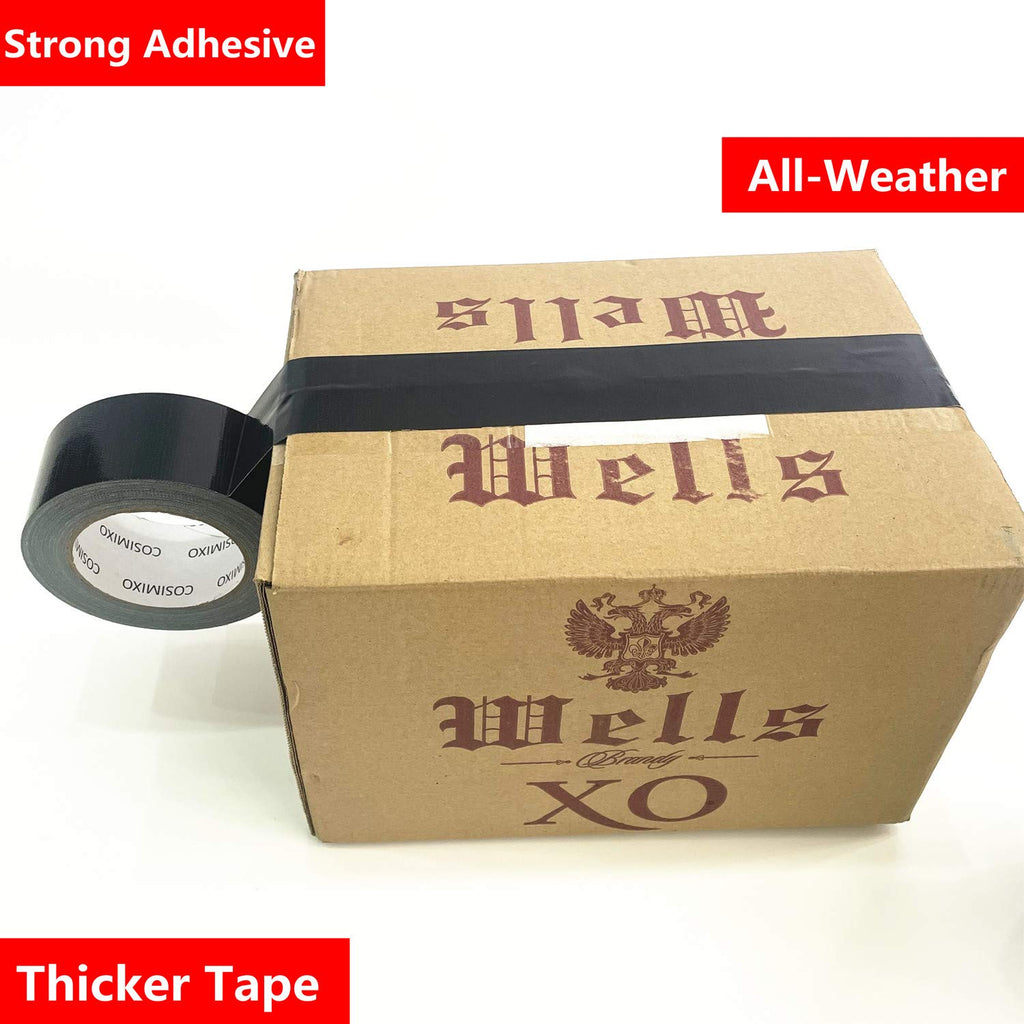 5-Pack Black Heavy Duty Duct Tape, 210micx2 inches x 30 Yards, Strong, Flexible, No Residue, All-Weather and Tear by Hand - Bulk Value for Repairs, Industrial, Professional Use (Black)