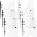 Elsjoy 6 Pack A5 Clear PVC Binder, 6-Ring Soft Notebook Binder Transparent Loose Leaf Binding Covers, Refillable Notebook Round Ring Binder with Snap Button Closure, 9.3" x 7"