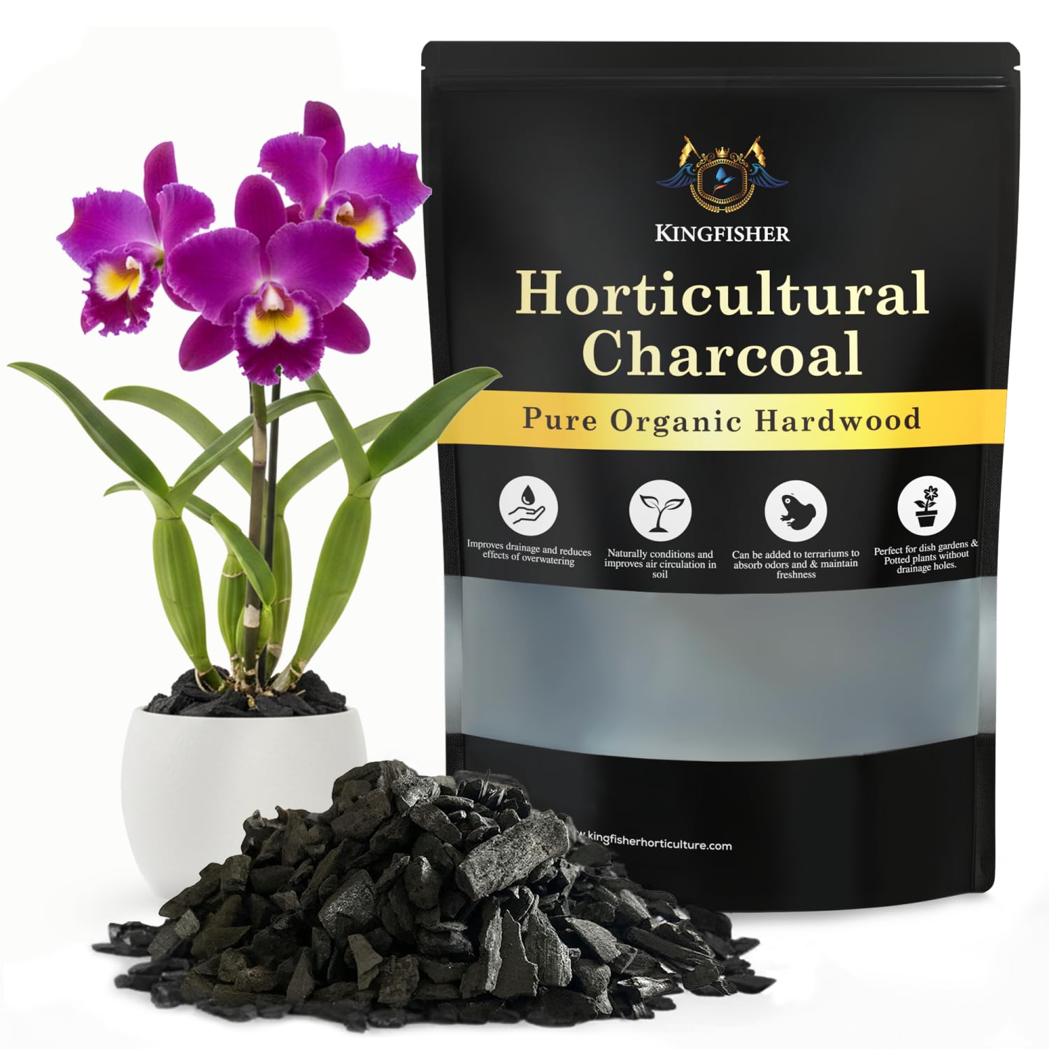 Organic Horticultural Charcoal for Plants & Terrariums - Pure Canadian Maple Biochar - Hardwood Potting Soil Amendment - Improves Drainage & Odor Control