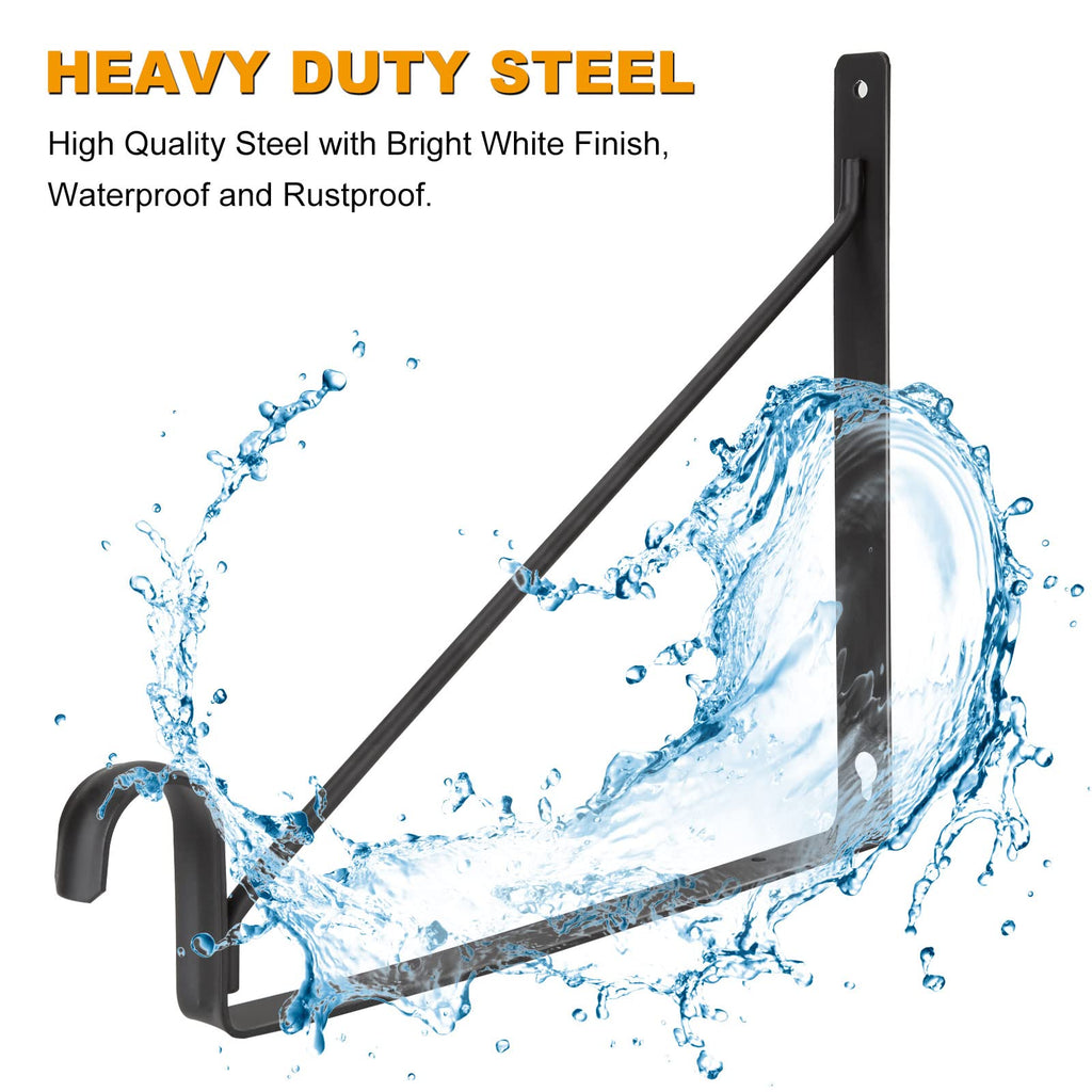APACALI 2 Pack Heavy Duty Closet Rod Brackets, Black Steel, 10.8 x 10.8 x 1 Inch, Wall Mounted, Holds Up to 300 lbs per Pair, Fits 1.3-1.5Inch Rods