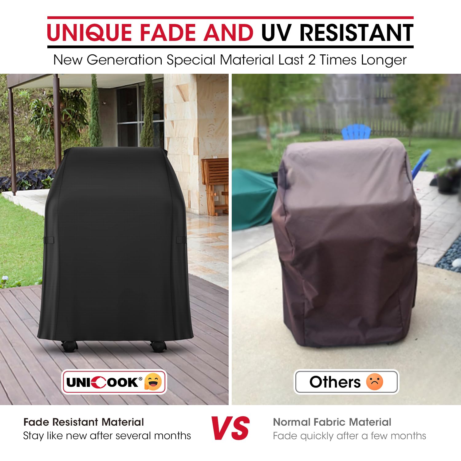 Unicook 7105 BBQ Cover for Weber Spirit 210 Gas Grills, 30 Inch 2 Burner Barbecue Grill Cover with Unique Waterproof Vinyl and Polyester Lining, Durable Housse BBQ for Outdoor Grill, Basic Version