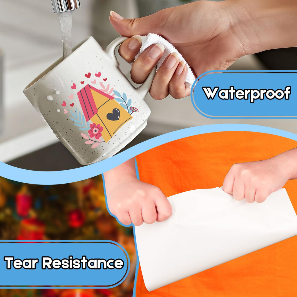 Ruibytree Printable Clear Vinyl Sticker Paper for Inkjet Printers, 35 Sheets Transparent Paper of 8.5x11 DIY Personalized Self-Adhesive Paper that is Tear Resistant, Waterproof Labels, Easy to Cut