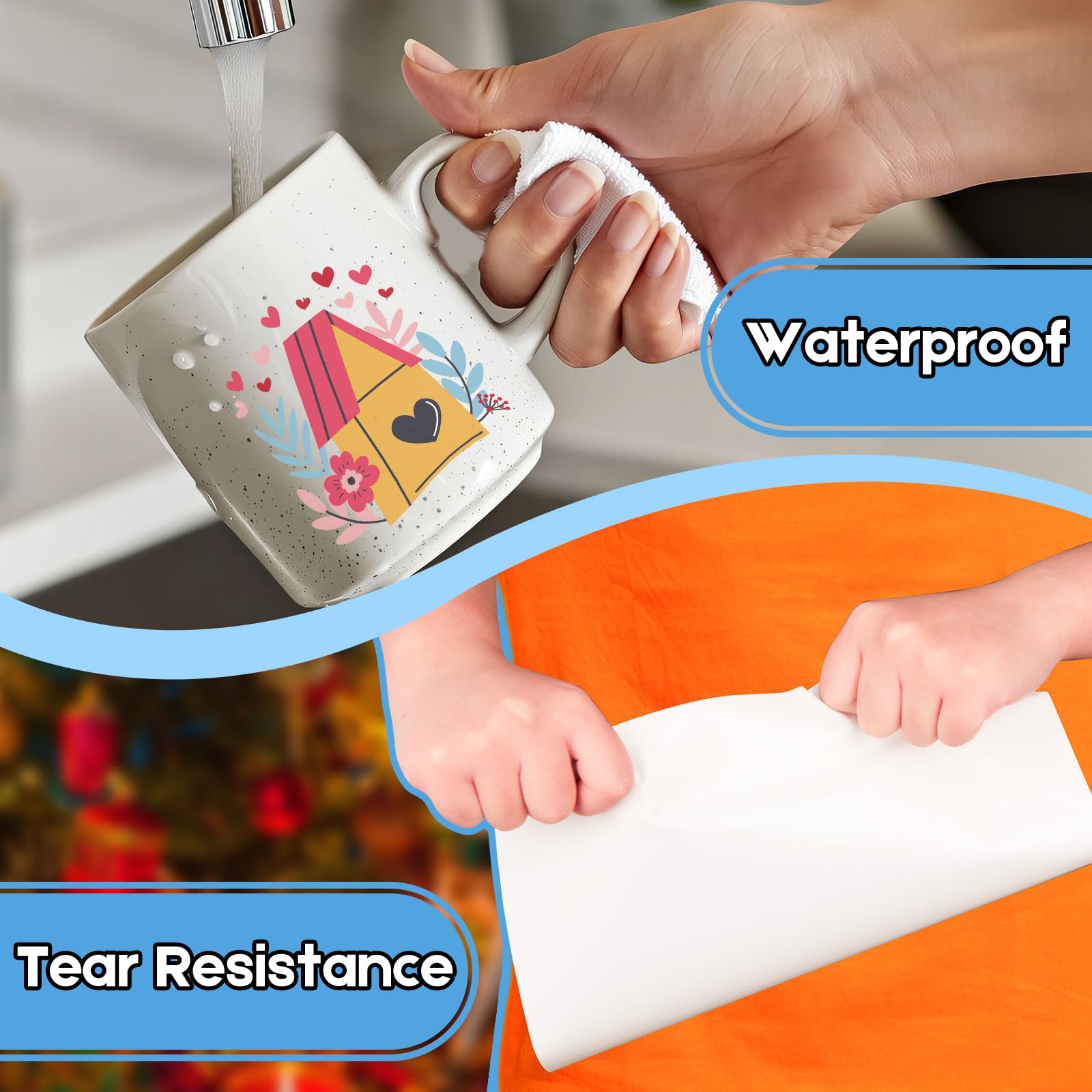 Ruibytree Printable Clear Vinyl Sticker Paper for Inkjet Printers, 35 Sheets Transparent Paper of 8.5x11 DIY Personalized Self-Adhesive Paper that is Tear Resistant, Waterproof Labels, Easy to Cut