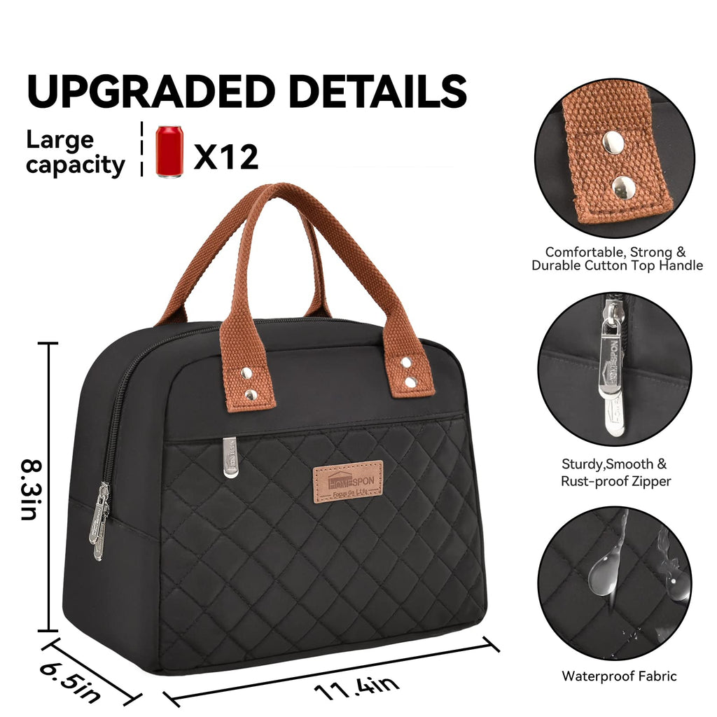 HOMESPON Insulated Lunch Bag for Women Men Adults Lunch Tote with Front Pocket Lunch Box Container Cooler Bag for Work Picnic