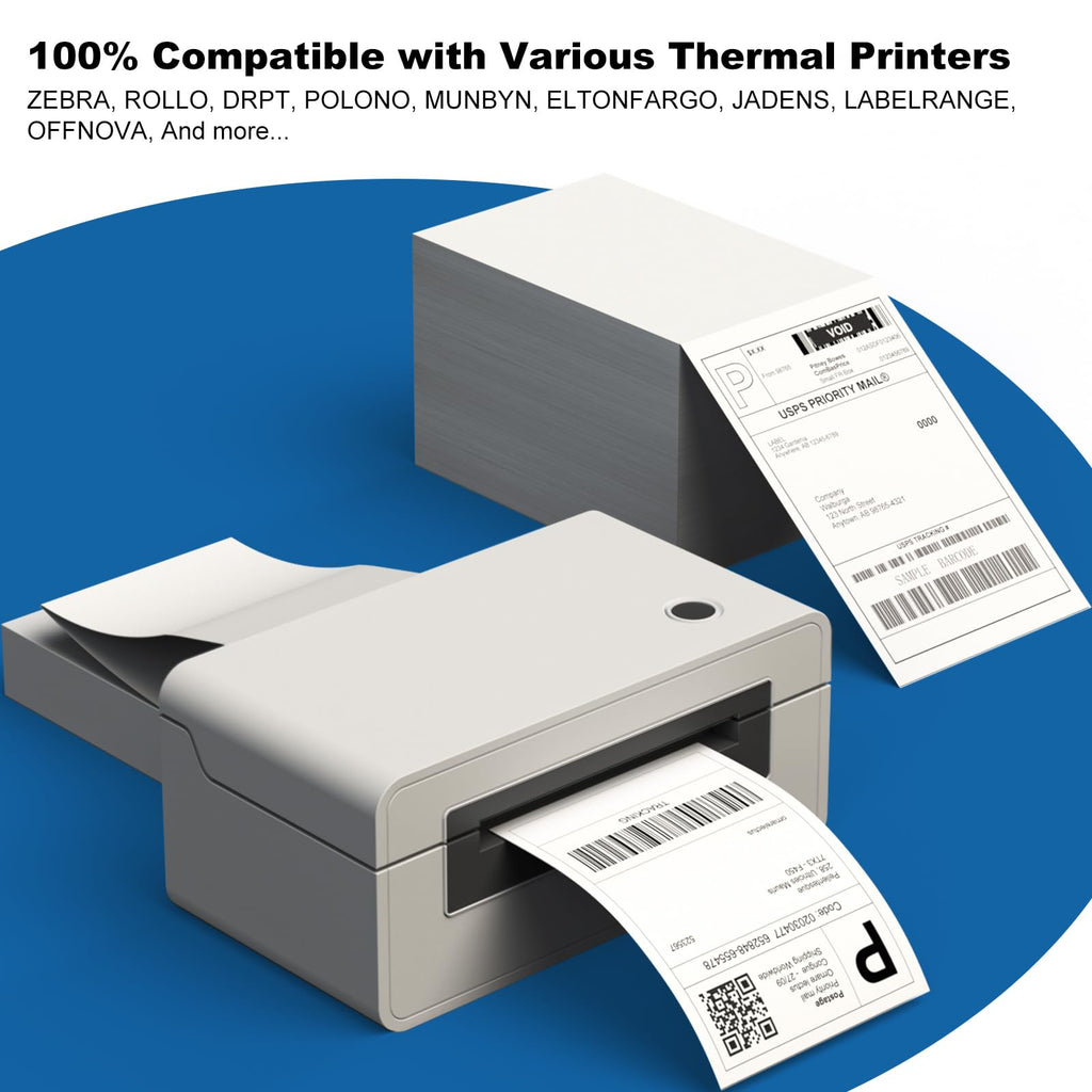 BESTIKER 4”x6” Direct Thermal Labels Pack of 1000, Commercial Grade Fan-fold Shipping Labels for Thermal Printers Compatible with Zebra & Rollo, Permanent Adhesive Label Paper 1 Pack Total