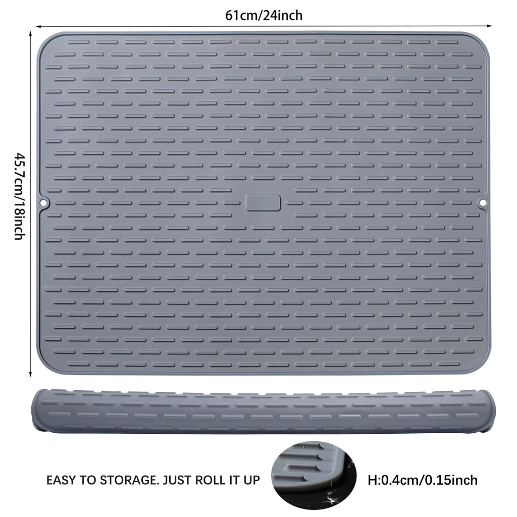 To encounter Silicone Dish Drying Mat - Extral Large 24" x 18" - Set of 2 Flexible Rubber Drying Mat, Heat Resistant Silicone Trivet, Countertop Mat, Dish Draining Mat, Sink Mat