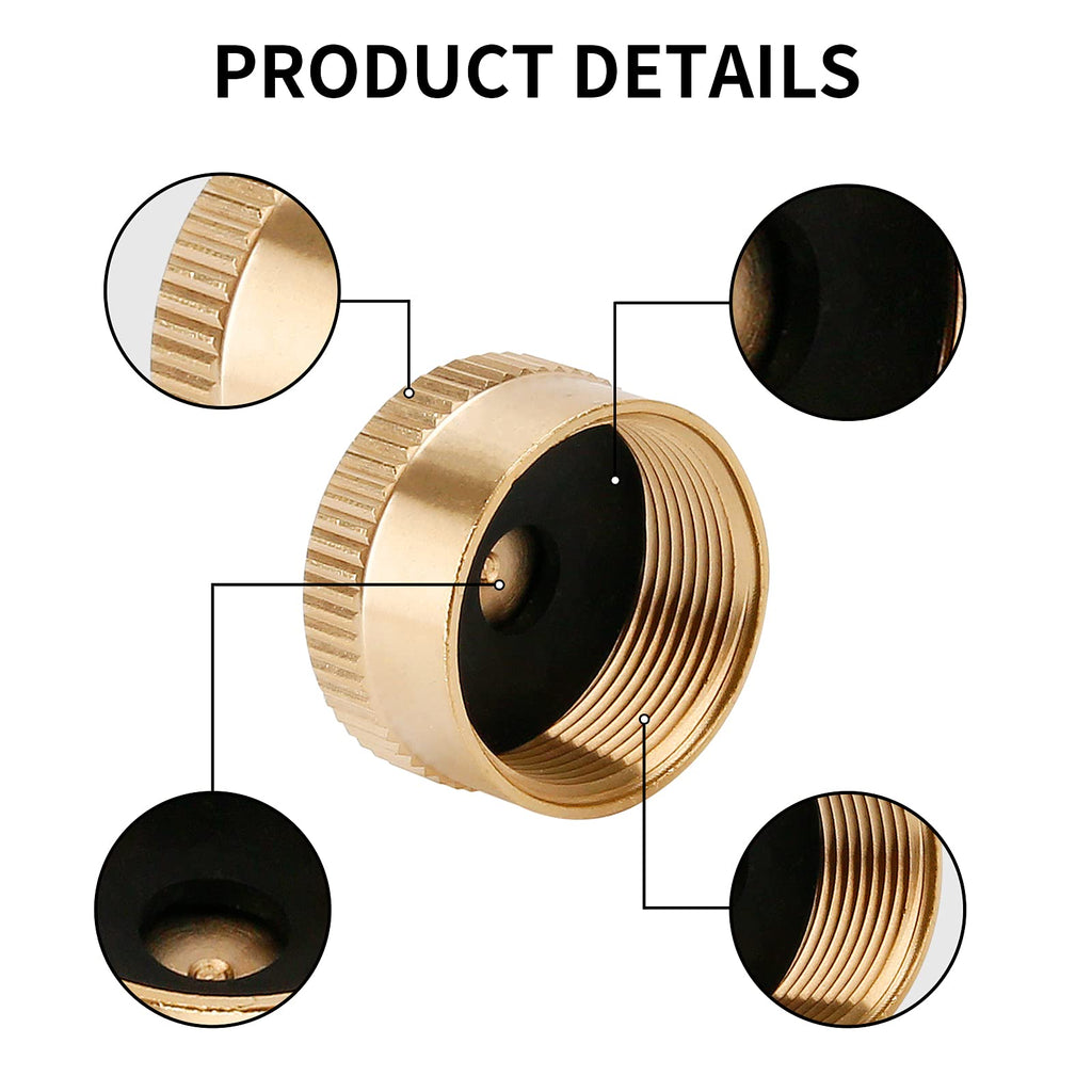 Solimeta Solid Brass 1lb Propane Tank Cap, Propane Bottle Cap Prevent Gas Leaking, 12 Packs