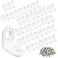 Worldity 50 Pcs L Bracket Corner Brace, 25 mm x 25 mm Stainless Steel L Brackets for Shelves, 90 Degree Right Angle L Brackets for Wood, White Corner Braces with Screws for Furniture Cabinet Shelves