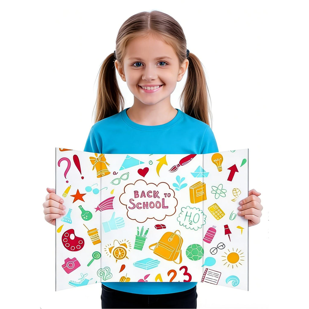 LonlyEagle Trifold Poster Board, 24" x 16", 3-Pack, White Corrugated Project Boards for Science Fairs, School Projects, Event Displays, and Business Presentations