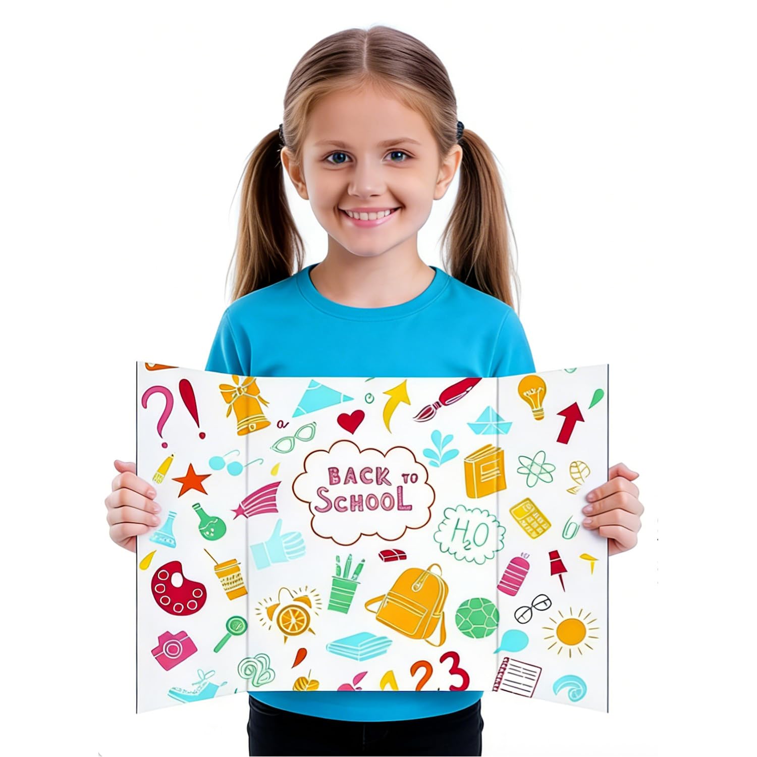 LonlyEagle Trifold Poster Board, 24" x 16", 3-Pack, White Corrugated Project Boards for Science Fairs, School Projects, Event Displays, and Business Presentations