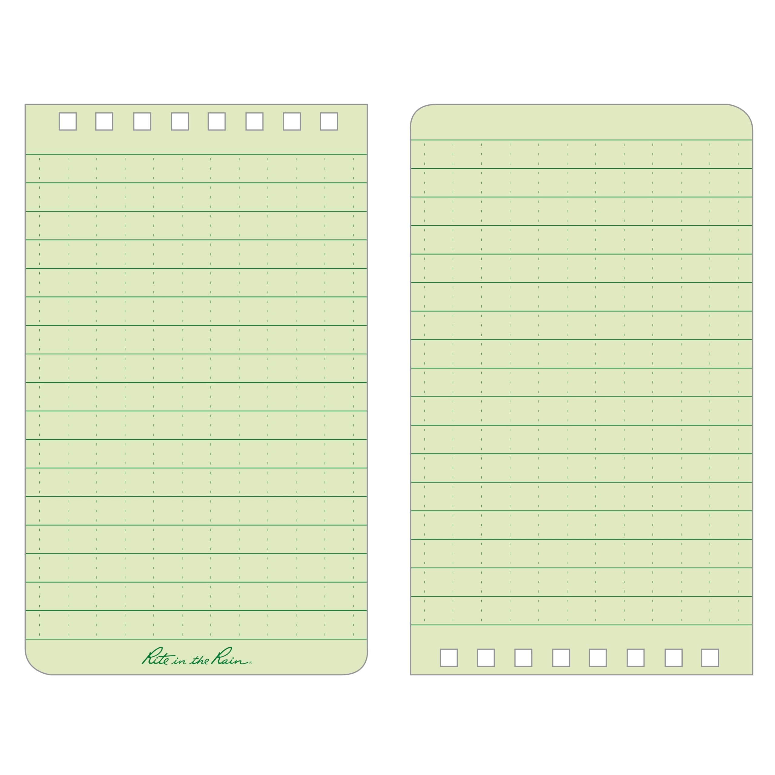 Rite in the Rain Weatherproof Top Spiral Notebook, 3" x 5", Green Cover, Universal Pattern, 6 Pack (No. 935L6)