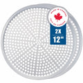 Norjac 12 Inch Pizza Pan with Holes, 2 Pack, Round Aluminum Pans for Oven, Rust-Free, Heavy-Duty, Perforated Baking Tray for Crispy Crust, Made in Canada