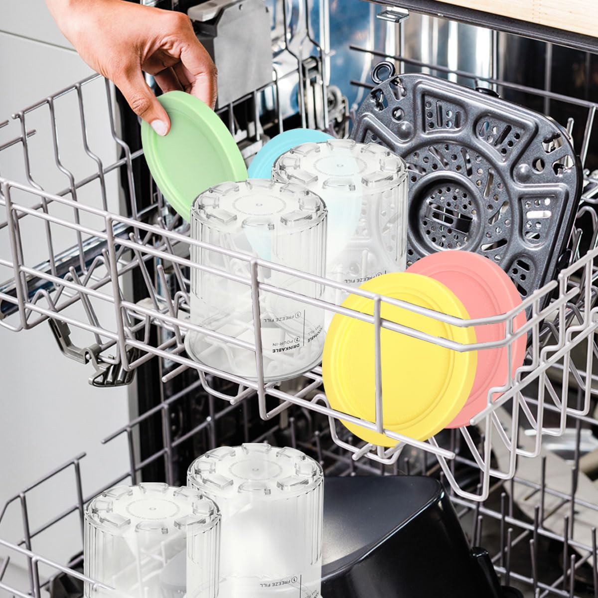 Containers Replacement for Ninja Creami Pints and Lids & Scoop - 4 Pack | Compatible with NC300/NC301/NC299AMZ Series | BPA-Free, Dishwasher-Safe, Leak-Proof Pints for Homemade Ice Cream