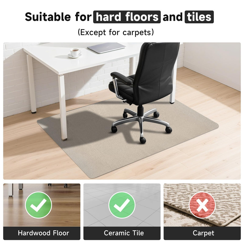 SHAREWIN Office Chair Mats for Hardwood Floor, Computer Chair Rug, Under Desk Mat, Large Anti-Slip Floor Protector for Home, Office, Study, Light Camel, 47"x36"