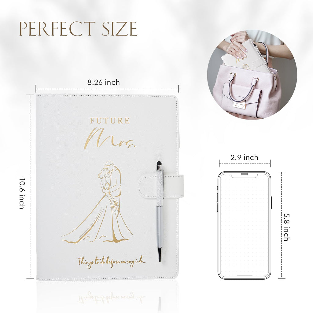 AW BRIDAL Future Mrs Wedding Planning Book and Organizer Gift Set, Destination Wedding Planners, White Proposal Planner Gift for Bride to Be and Engaged Couple, Cool Engagement Gifts for Her