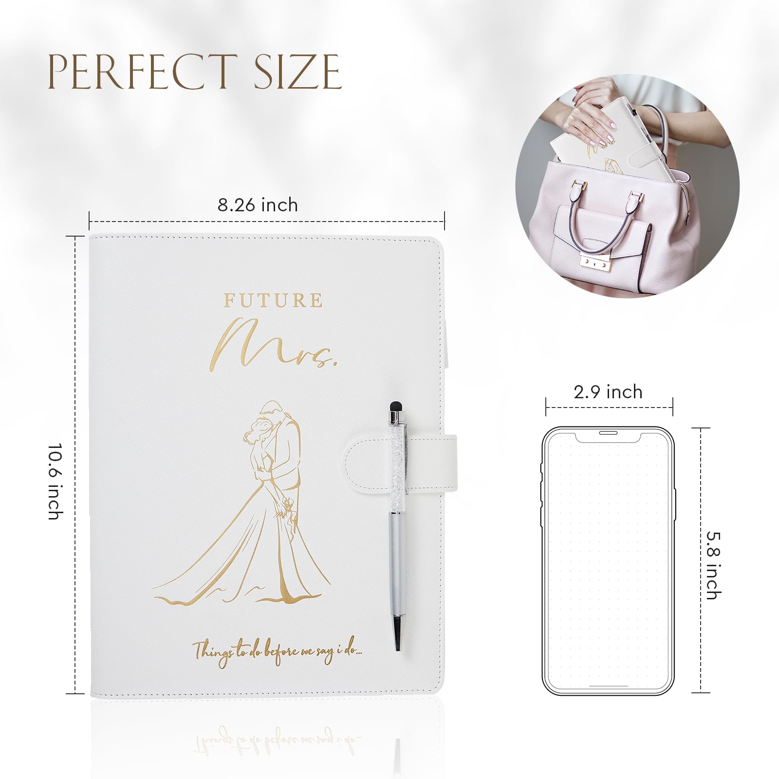 AW BRIDAL Future Mrs Wedding Planning Book and Organizer Gift Set, Destination Wedding Planners, White Proposal Planner Gift for Bride to Be and Engaged Couple, Cool Engagement Gifts for Her