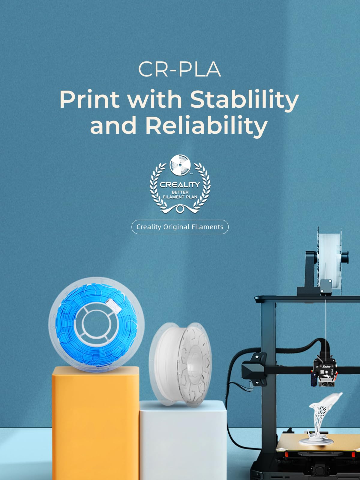 Creality PLA Filament 1.75mm, 3D Printer Filament, 1.0kg (2.2lbs) Spool, No Warp Enhanced Toughness, Dimensional Accuracy ±0.03mm Printing Filament, for 3D Printers (Rainbow)