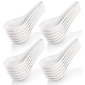 Yopay 24 Pack Soup Spoon Ceramic Asian Ramen Spoons, 5 Inch Small White Porcelain Spoons, Dessert Spoon for Adults Appetizer Wonton Dumpling Miso Pho Macaron, Dishwasher Safe, Oven Safe