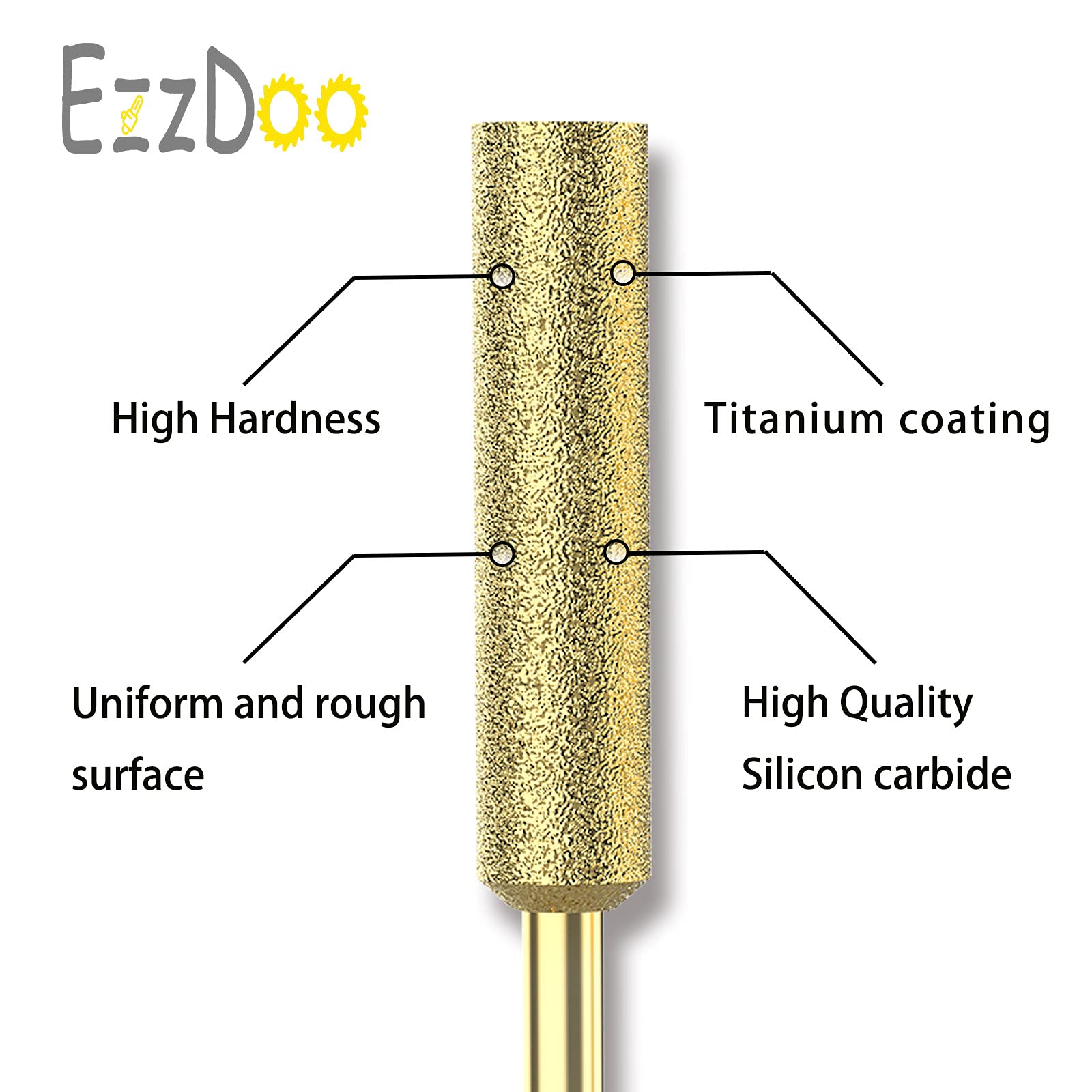 EzzDoo Bits Titanium Coated Diamond Sharpening Wheels - High Hardness 3/16 chainsaw files for Electric Chainsaw Sharpener. 8 pcs. (3/16'', 4.8mm)