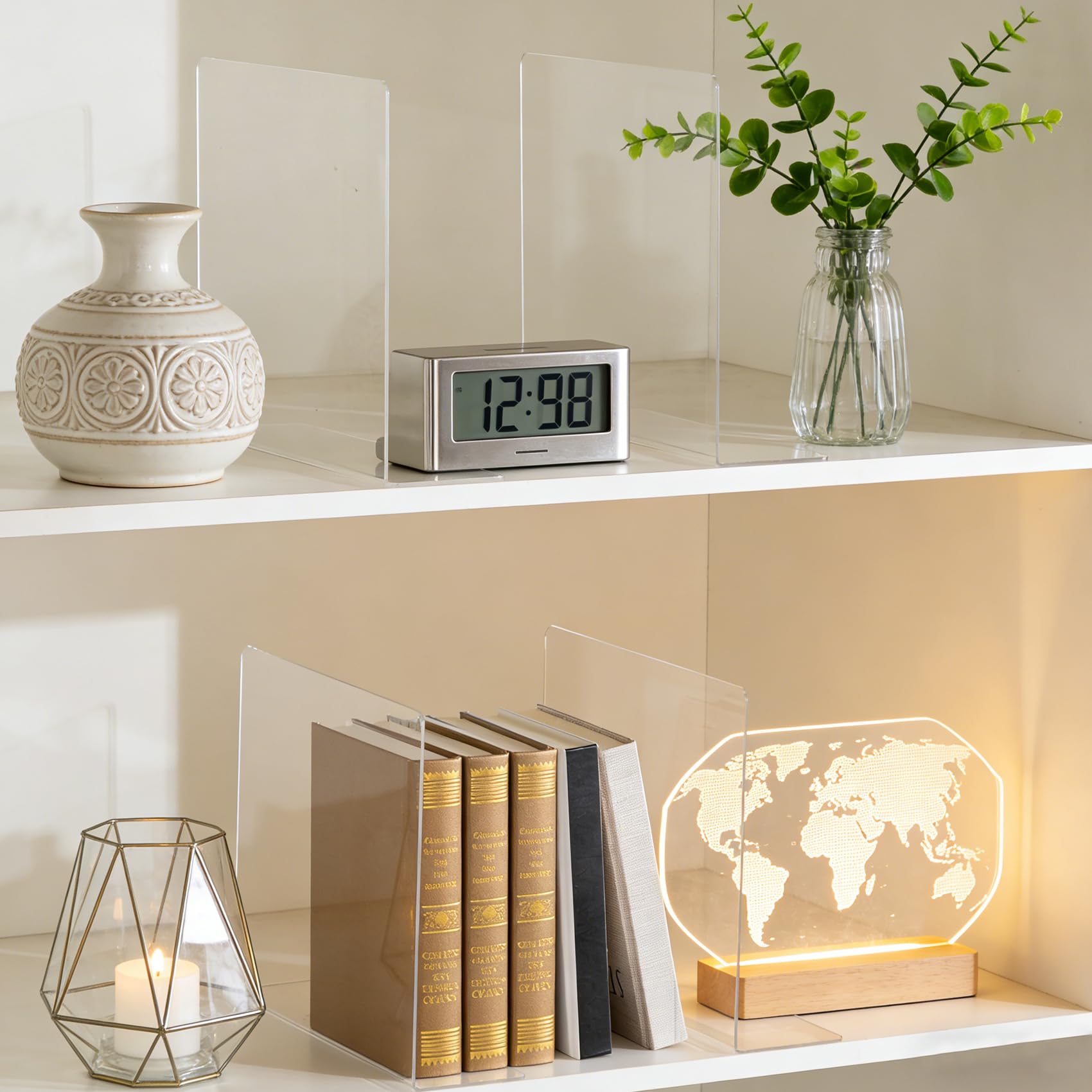 Shelf Dividers for Closet Organization: Acrylic Closet Shelf Dividers for Clothes Sweater Purse - Clear Closet Organizers and Storage Separators for Shelves, 6Pack