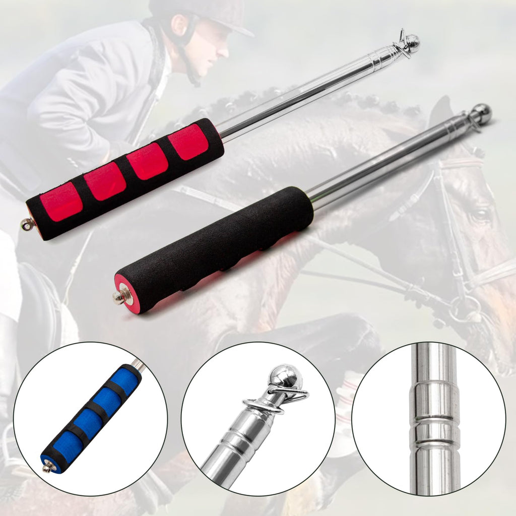 ZUDKSUY Horse Training Flag 2 pcs 48inch Telescopic Flagpoles and 4 pcs 18inch Equestrian Training Flags Portable Equestrian Nylon Training Flags
