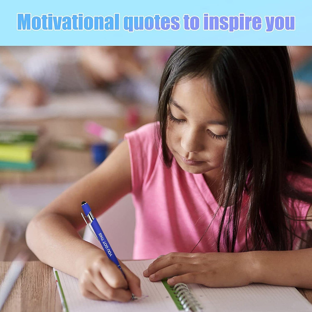 Greengines 30 Pieces Inspirational Pens, Motivational Ballpoint Pen with Stylus Tip Funny Ink Pens Bulk Inspirational Gifts for Women Coworkers Office Supplies Black Ink