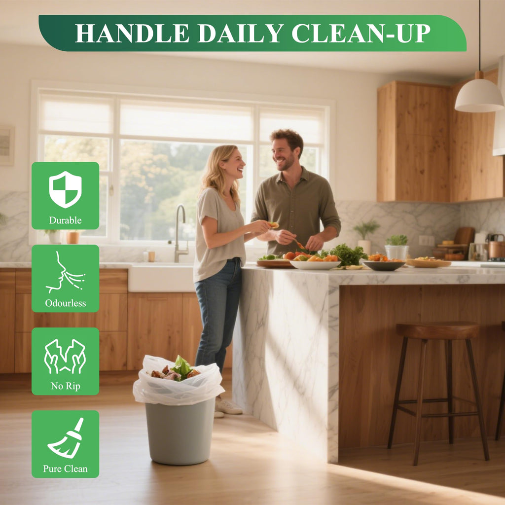 Small Trash Bags 1.2 Gallon, Biodegradable Gallon Waste Bag, Mini Compostable Strong Bathroom Wastebasket Can Liners Garbage Bags for Home Office Kitchen Fit 5 Liter 5L, 1 Gal, White 120 Pcs