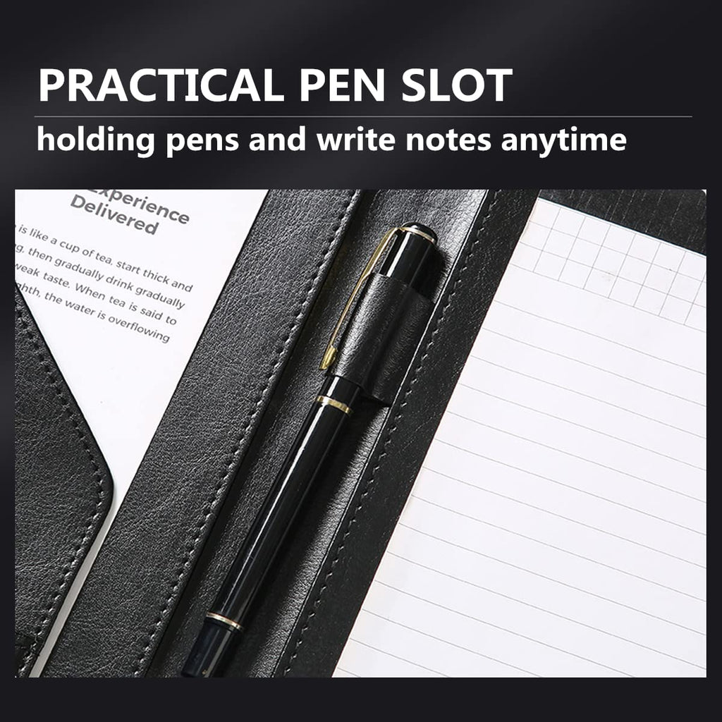 Business Portfolio Leather Padfolio Organizer, A4 Magnetic Multifunctional Business Portfolio Folder with Clipboard, Card Holders Pockets, Notepad Document Binder for Women Men