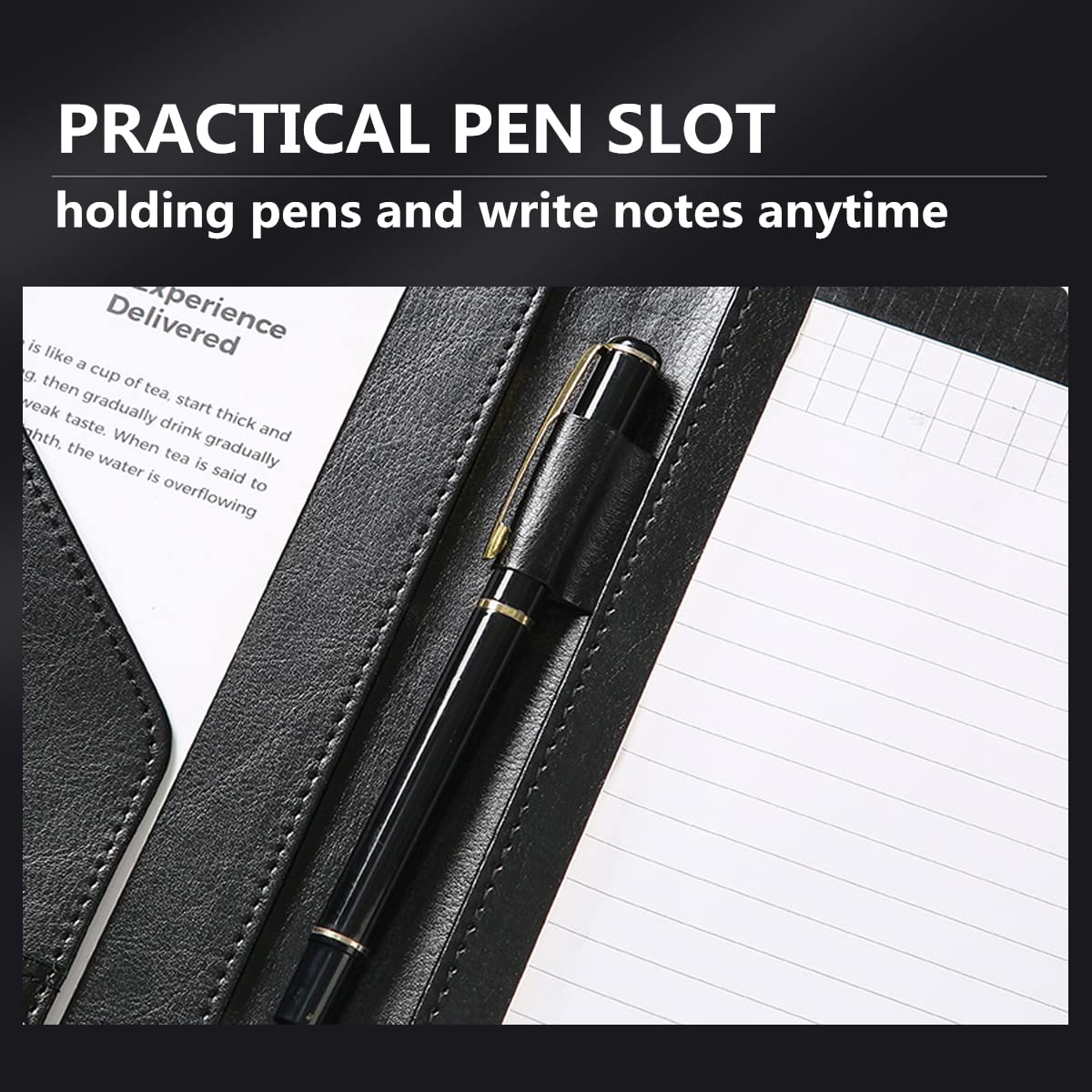 Business Portfolio Leather Padfolio Organizer, A4 Magnetic Multifunctional Business Portfolio Folder with Clipboard, Card Holders Pockets, Notepad Document Binder for Women Men