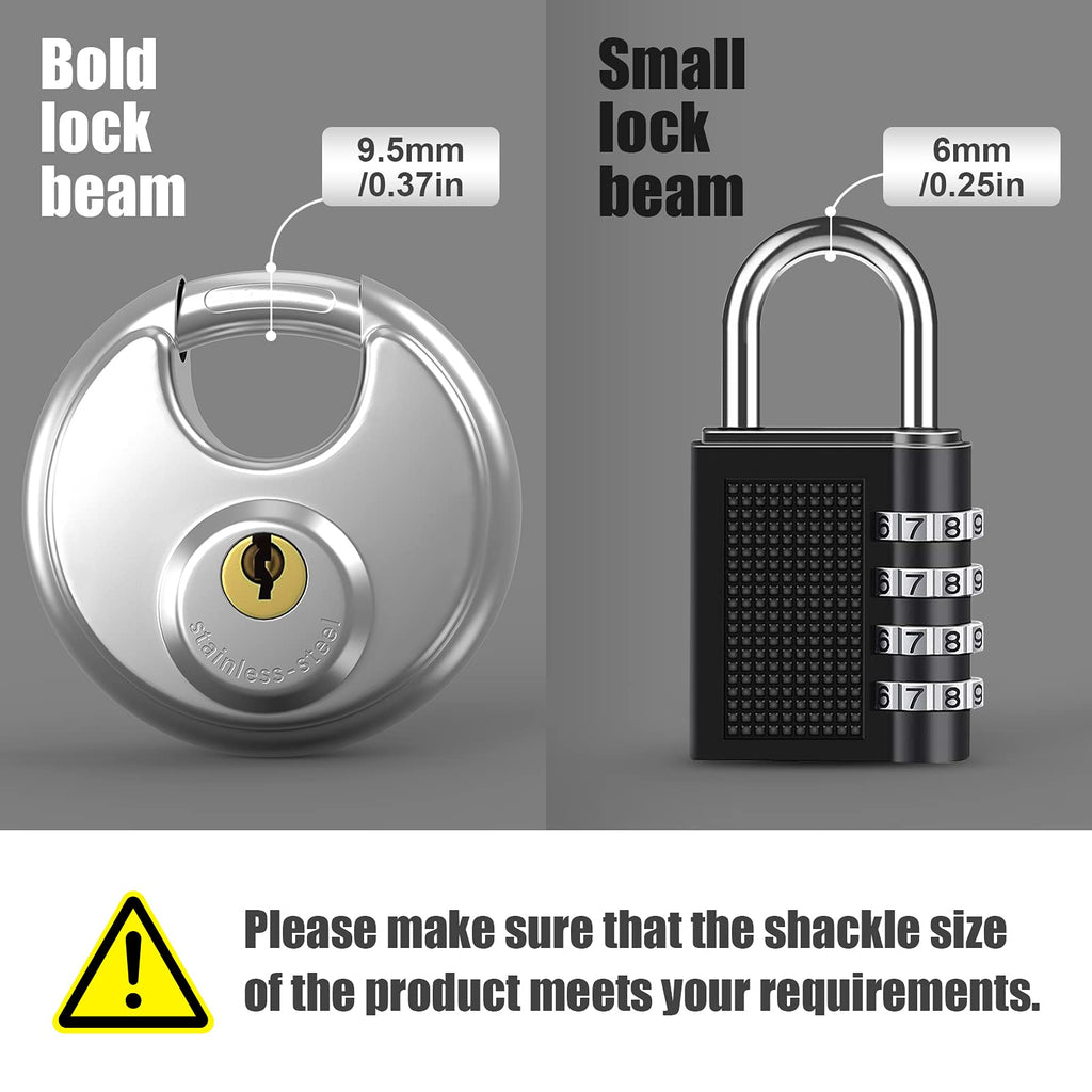 Keyed Padlock, [2 Pack][Waterproof] [Anticut] Diyife 70mm Stainless Steel Disc Lock Heavy Duty Padlock Outdoor Weatherproof with 9.5mm Shackle for Warehouse, Garage, Gate, Shed, Fence, Door (4 Keys)