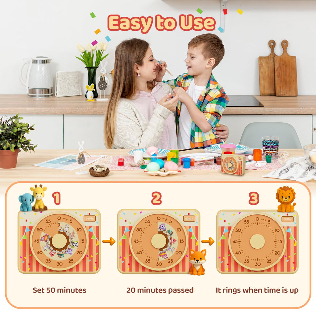 VOCOO Visual Timer 60 Minute - Kitchen Countdown Timer with Magnetic, Silent Volume Control, Adjustable Alarm Time - Time Management Tool for Kids Students Cooking Classroom Study Home Office
