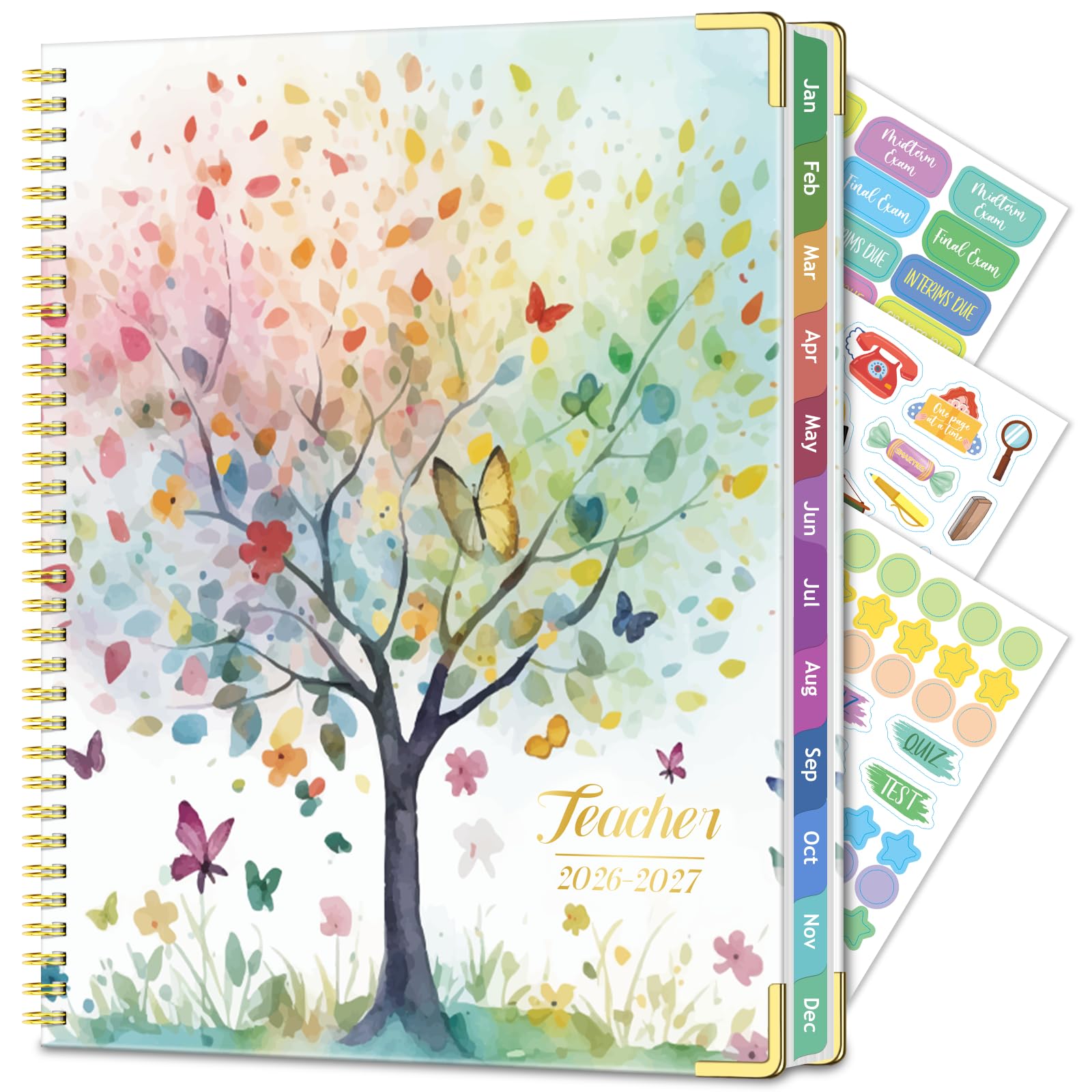 Teacher Planner 2026-2027 Academic Year, Jul.2026 - Jun.2027, 8.5" x 11" Lesson Planner Book for Teachers, Teacher Planners with Colorful Monthly Tabs for Homeschool & Classroom Organization - Tree