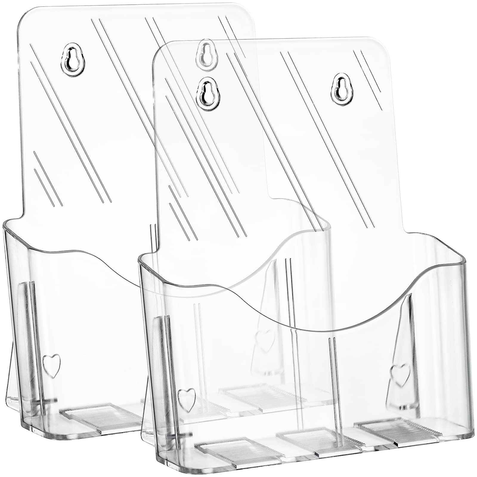 Yarlung 2 Pack Acrylic Brochure Holder, 8.5 x 11 Inches Clear Booklet Display Stand for Desk or Wall Mount, Plastic Countertop Organizer for Menu, Pamphlet, Literature, Document, Magazine, Journals
