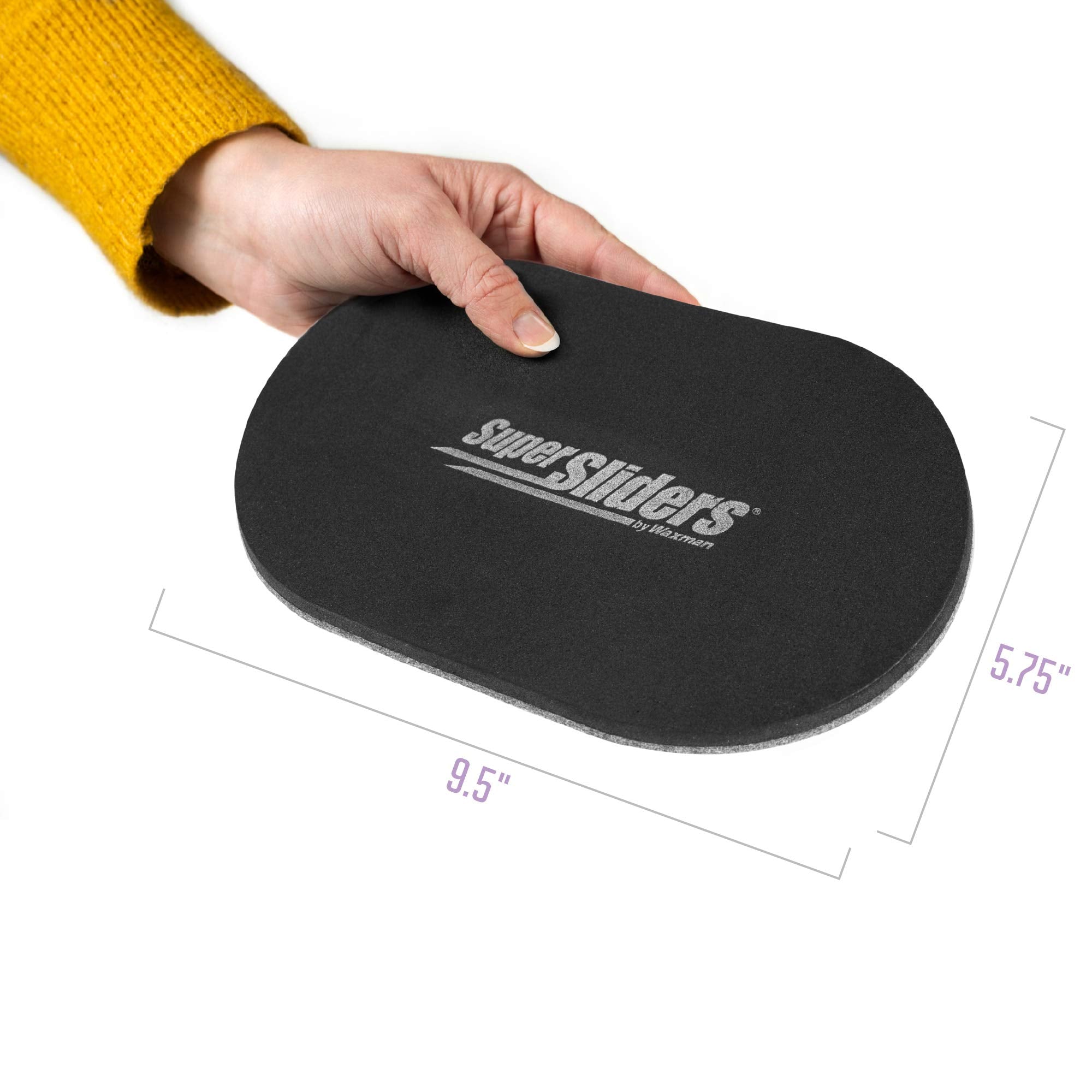 Super Sliders 5 3/4" x 9 1/2" Oval Reusable Furniture for Hard Surfaces - Effortless Moving and Surface Protection, Black (4 Pack)