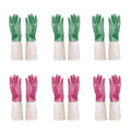 PowerPeak Dishwashing Gloves 6 Pairs Rubber Household Cleaning Reusable Heavy Duty Waterproof Long Cuffs Gloves Medium M Size