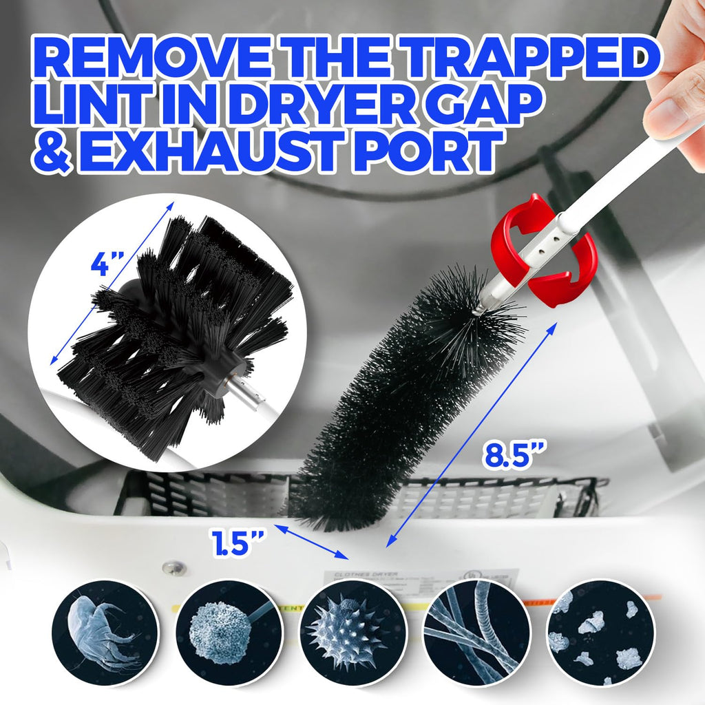 Holikme 15 Feet Dryer Vent Cleaning Brush, Lint Remover, Extends Up to 15 Feet, Synthetic Brush Head, Use with or Without a Power Drill