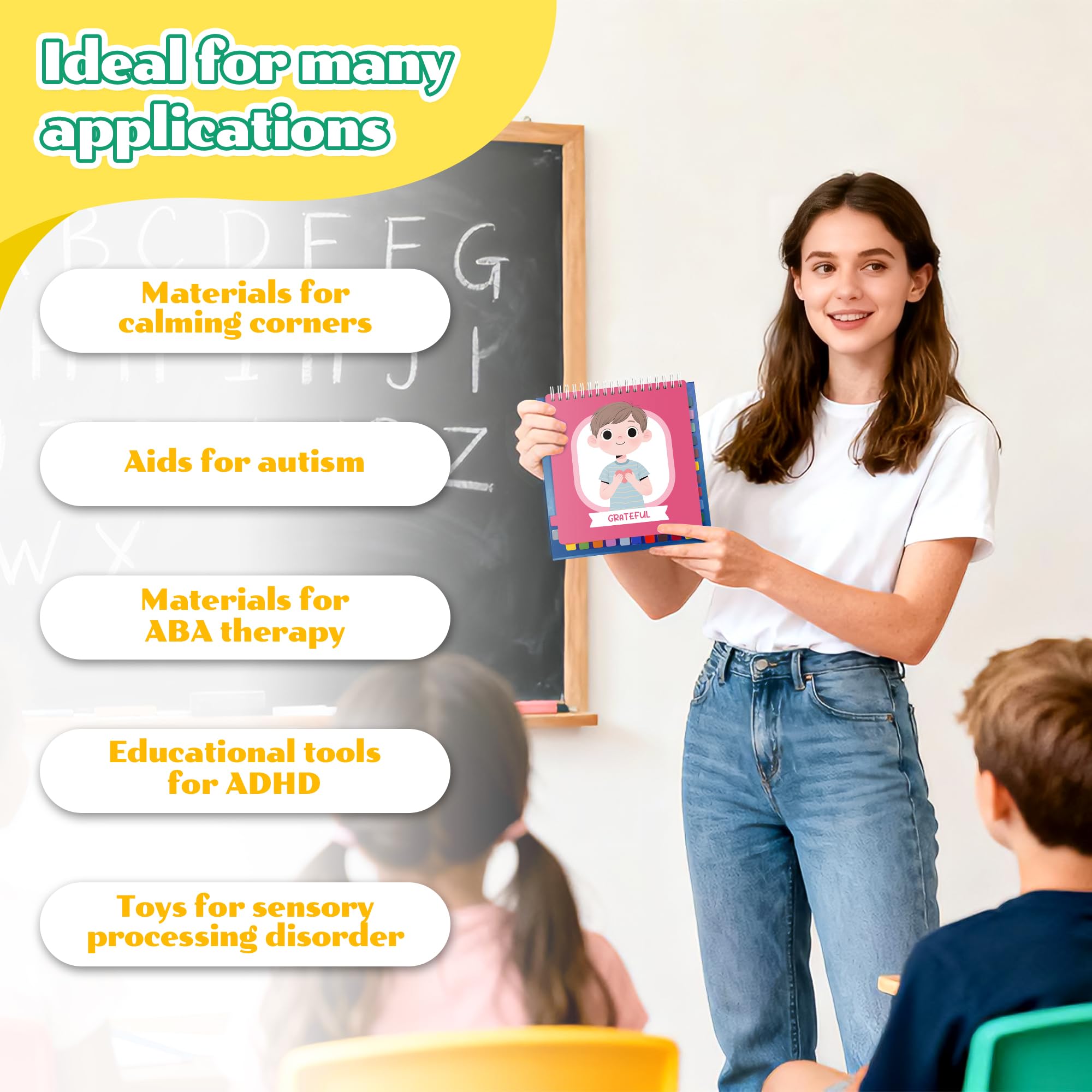 BIROYAL Emotions & Feelings Chart for Kids, 30 Different Emotions Book, Autism Must-Have ADHD Tools for Toddler, Self Emotional Regulation Tools, Feelings Wheel Flip Book, Calming Down Corner Items