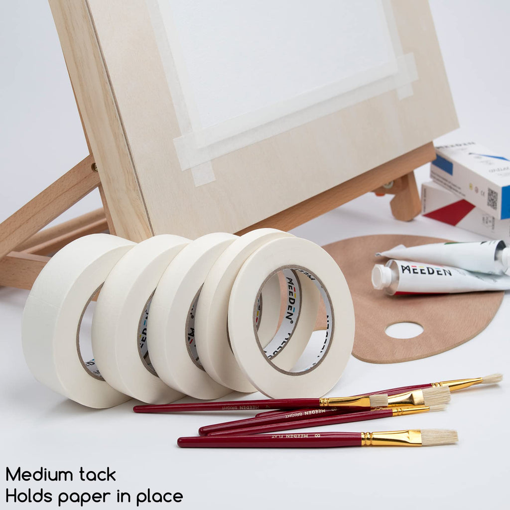 MEEDEN 6 Packs White Artist Tape, 0.5" 0.75" 1.0" x 60 Yard, Multi-Sized Masking Art Tape, Acid-Free Painters Tape for Painting Drafting Canvas Framing, General Purpose for Craft, Office, School