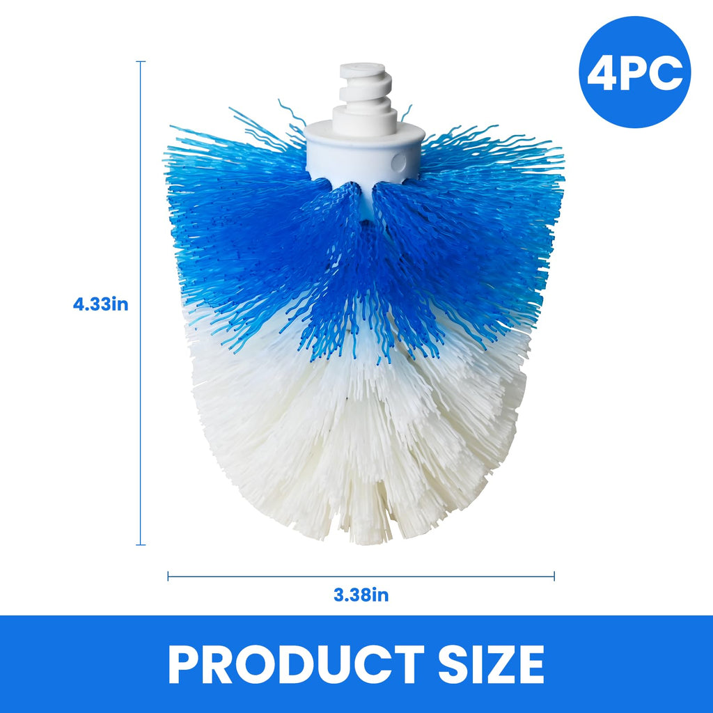 Toilet Brush Refills for OXO Toilet Brush Only, 4 Pack Toilet Brush Replacement Head, Blue & White, Nylon & Plastic Material Bristles