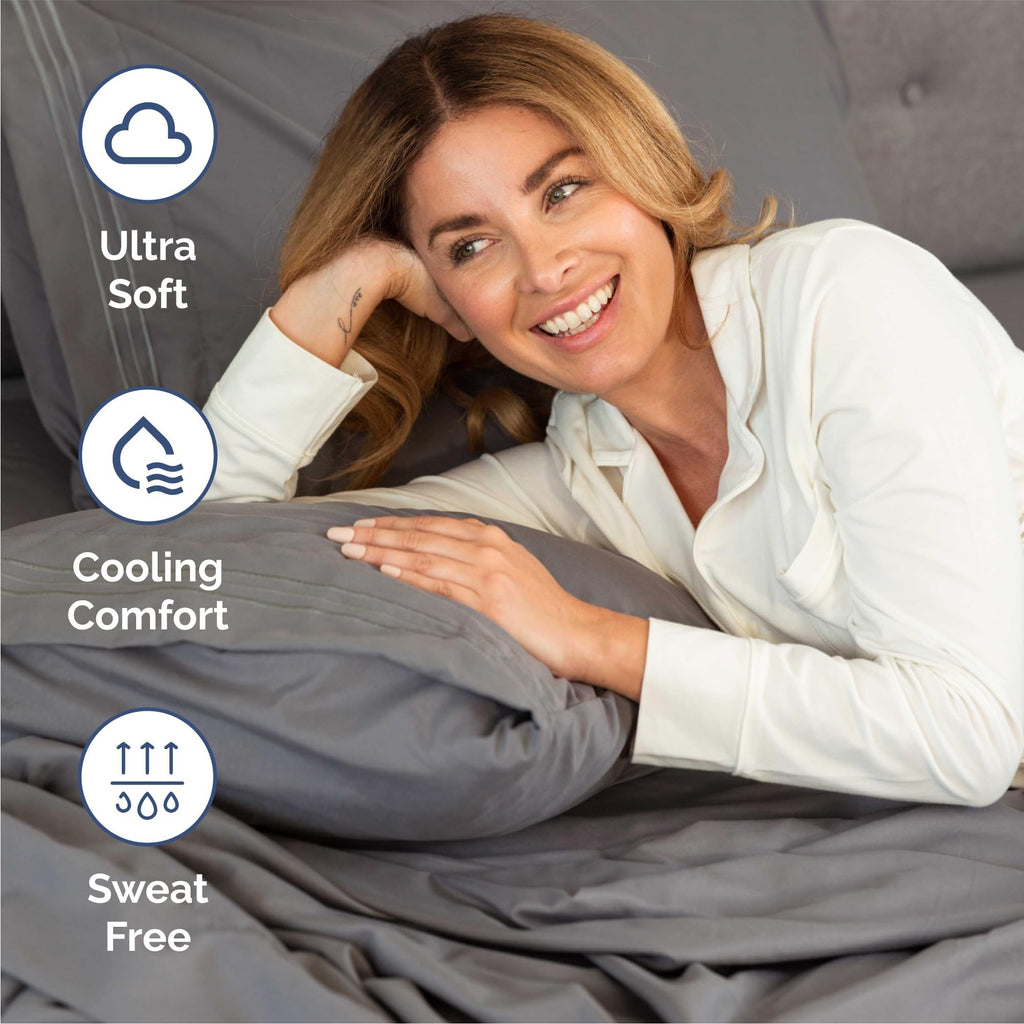 Queen Size 4 Piece Sheet Set - Comfy Breathable & Cooling Sheets - Hotel Luxury Bed Sheets for Women & Men - Deep Pockets, Easy-Fit, Soft & Wrinkle Free Sheets - Dark Grey Oeko-Tex Bed Sheet Set