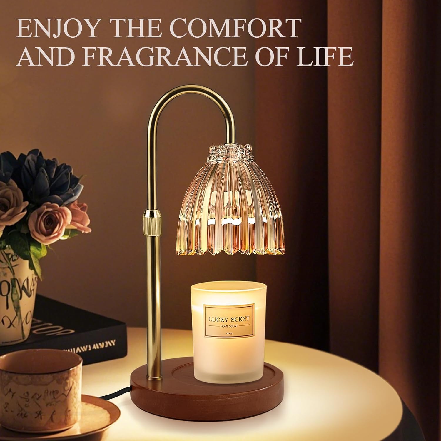 YudouTech Candle Warmer Lamp, Adjustable Height Electric Candle Warmer Lamp with Timer and Dimmer Stylish Design for New Home Office Modern Décor Gifts